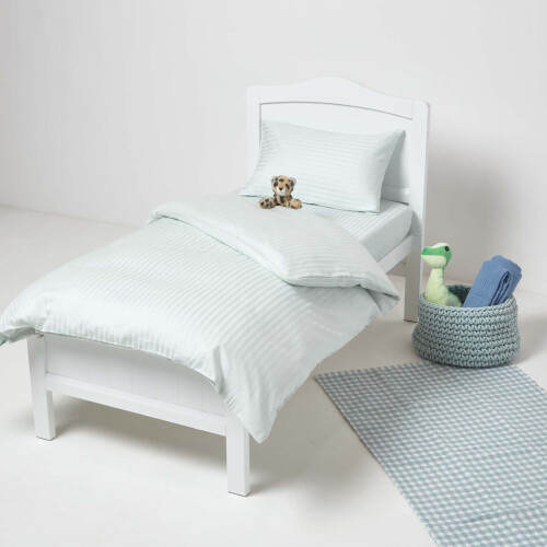 Homescapes (60 x 120 cm, Blue) Cot Fitted Sheets Pack Egyptian Cotton with Fully Elasticated Skirt 330 Thread Count 1