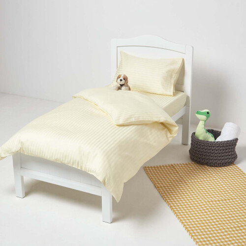Homescapes (70 x 140 cm, Yellow) Cot Fitted Sheets Pack Egyptian Cotton with Fully Elasticated Skirt 330 Thread Count 1