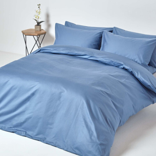 Homescapes (Single, Blue) 1000 Thread Count Egyptian Cotton Extra Deep Fitted Sheet (18") with Fully Elasticated Skirt 2