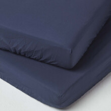 (60 x 120 cm, Navy) Cot Fitted Sheets 2 Pack Egyptian Cotton with Fully Elasticated Skirt 200 Thread Count
