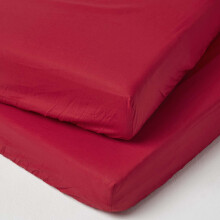(60 x 120 cm, Red) Cot Fitted Sheets 2 Pack Egyptian Cotton with Fully Elasticated Skirt 200 Thread Count