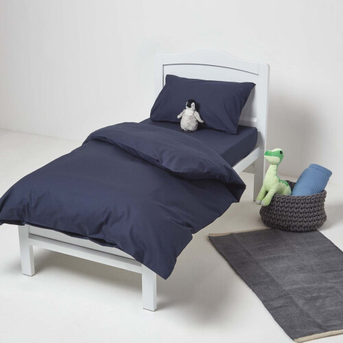 Homescapes (60 x 120 cm, Navy) Cot Fitted Sheets 2 Pack Egyptian Cotton with Fully Elasticated Skirt 200 Thread Count 1
