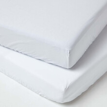 (70 x 140 cm, White) Cot Fitted Sheets 2 Pack Egyptian Cotton with Fully Elasticated Skirt 200 Thread Count