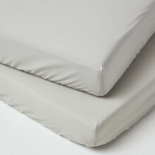 (70 x 140 cm, Grey) Cot Fitted Sheets 2 Pack Egyptian Cotton with Fully Elasticated Skirt 200 Thread Count