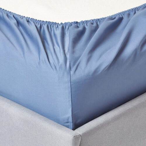 Homescapes (Single, Blue) 1000 Thread Count Egyptian Cotton Extra Deep Fitted Sheet (18") with Fully Elasticated Skirt 1