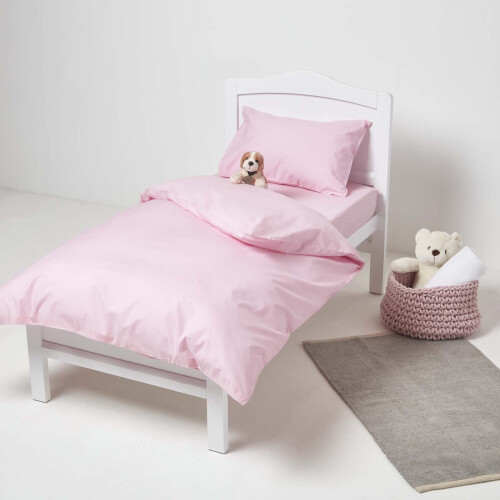 Homescapes (60 x 120 cm, Pink) Cot Fitted Sheets 2 Pack Egyptian Cotton with Fully Elasticated Skirt 200 Thread Count 1