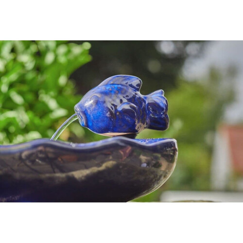 Smart Garden Smart Solar Powered Ceramic Fish Water Fountain Garden Feature Blue 1