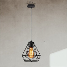200MM Retro Ceiling Lamp Black Vintage Chandelier Industrial Pendant Light Diamond Hanging Light Metal Iron Lamp Shade