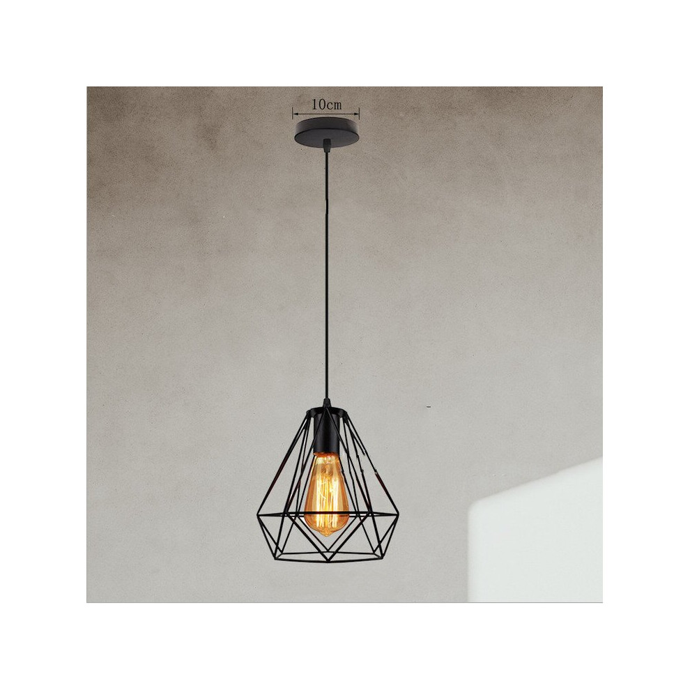 200MM Retro Ceiling Lamp Black Vintage Chandelier Industrial Pendant Light Diamond Hanging Light Metal Iron Lamp Shade