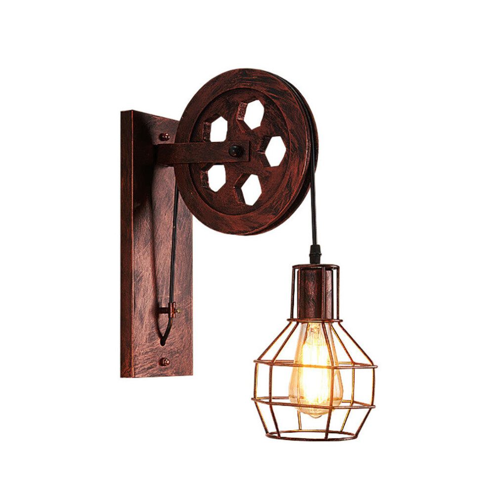 2X Industrial Vintage Wall Lamp Antique Wall Sconce Pulley Wall Light Creative Retro Wall Lamp E27 Bulb