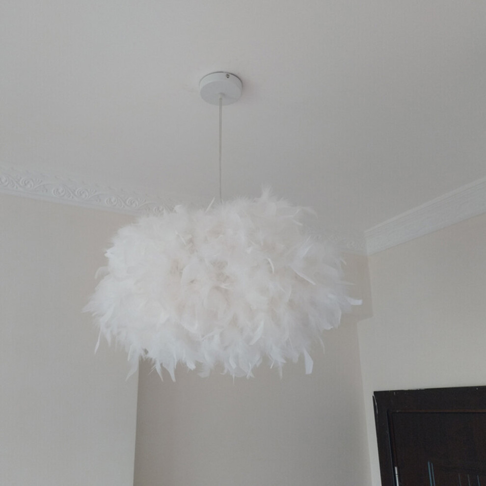 Stoex Creative Romantic Hanging Lamp 45Cm Pure Feather Pendant Modern Chandelier Nordic Hanging E27 White/Light
