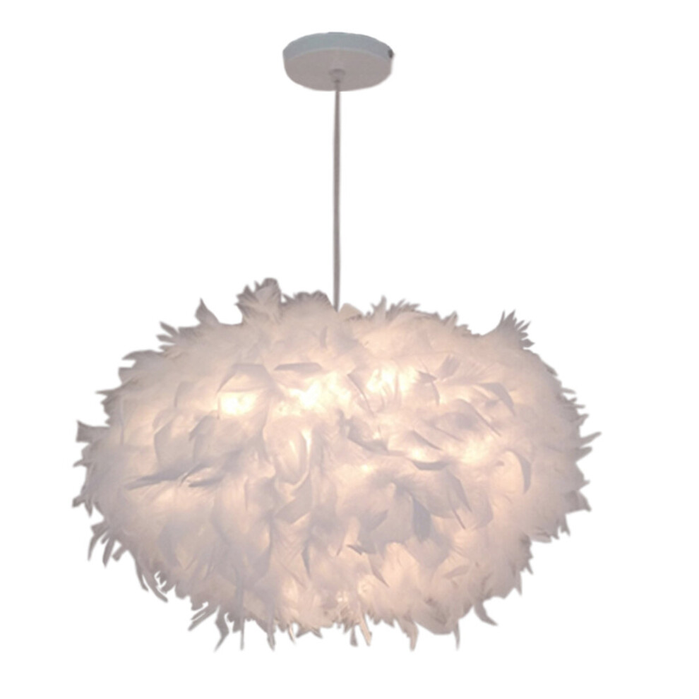 Stoex Pure Feather Pendant Nordic Hanging Modern Creative Chandelier E27 Ø45cm Romantic Hanging Lamp White/Light
