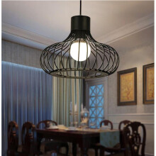 Antique Ceiling Light Metal Cage Pendant Lamp Retro Industrial Hanging Light Vintage Pendant Light Black E27 Bulb