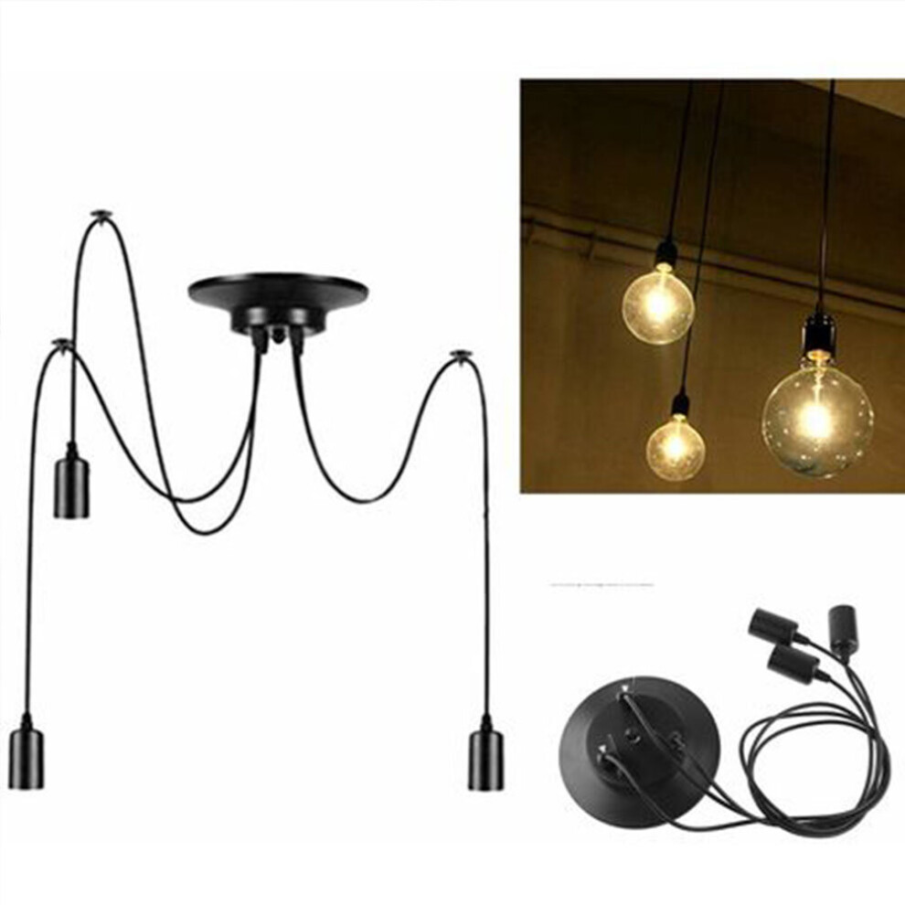 Industrial Pendant Light Classic Edison Pendant Lamp Vintage Ceiling Lamp E27 Retro Antique Spider Hanging Light 3 Heads Black