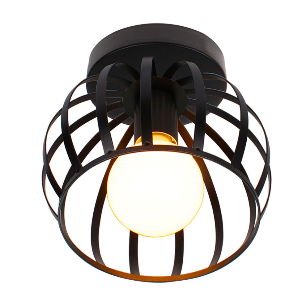 Vintage Ceiling Light Black Round Chandelier Industrial Retro Ceiling Lamp Cage Metal E27 Cafe Bedroom Kitchen Living Room Hallway Ceiling Light