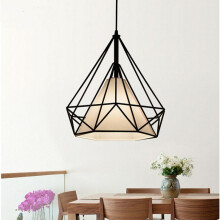 2PCS Industrial Hanging Light Vintage Metal Iron Pendant Light Creative Retro Pendant Light 20CM Diamond Cage Chandelier E27 Bulb -Black