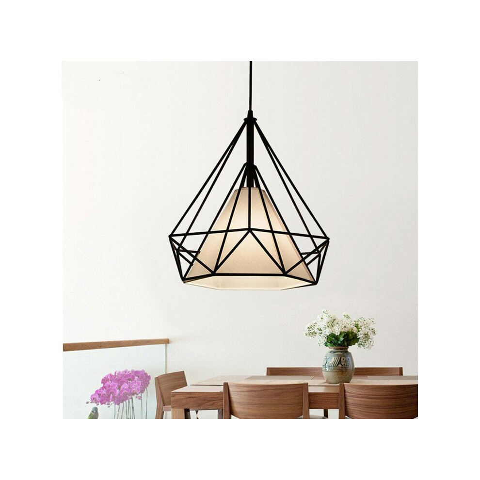 Stoex 2Pcs Industrial Hanging Vintage Metal Iron Pendant Creative Retro Pendant 20Cm Diamond Cage Chandelier E27 Bulb -Black Light