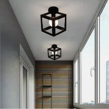 2PCS Cube Retro Chandelier Black Antique Vintage Ceiling Lamp Iron Metal Ceiling Light