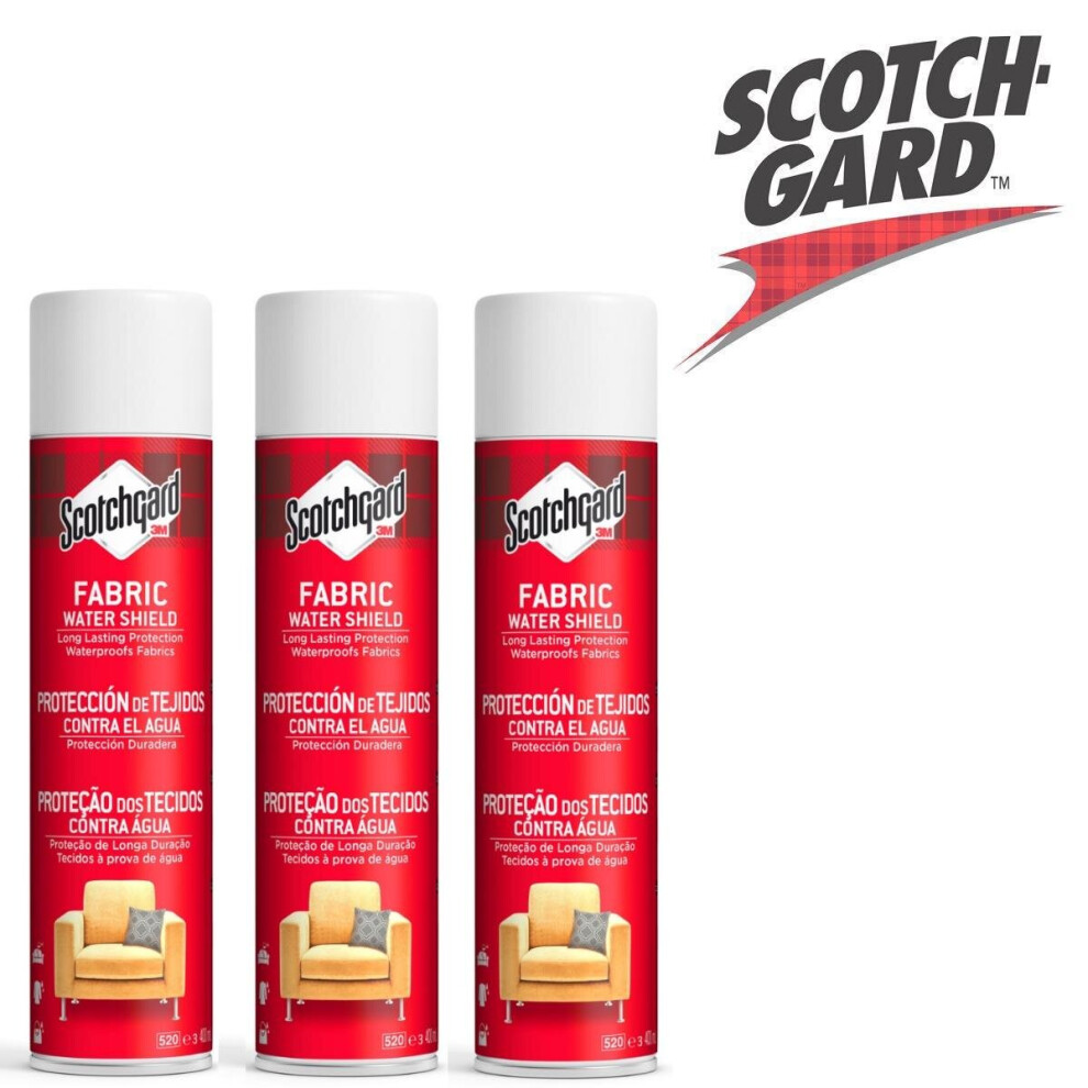 3 x Scotchgard Long Lasting Waterproofs Fabrics Fabric Water Shield 400ml