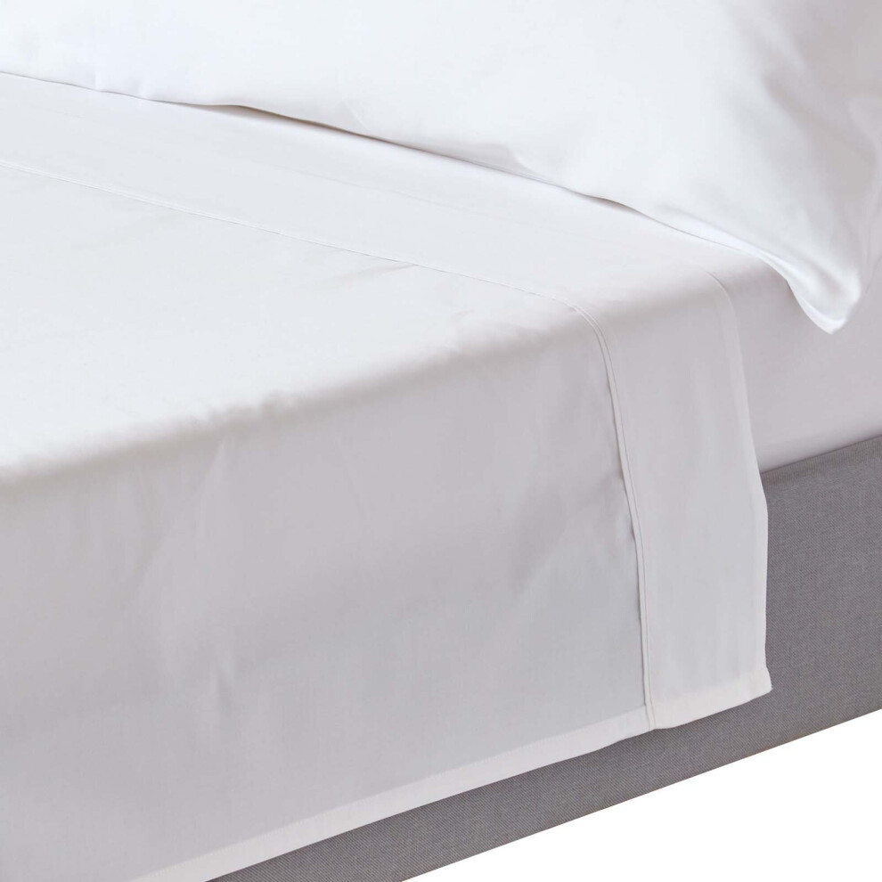 Homescapes Unisex White Sateen Cotton Flat Sheet 400 Tc In King Flat - Image 4
