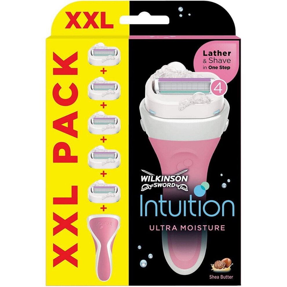WILKINSON SWORD INTUITION ULTRA MOISTURE WOMEN'S RAZOR WITH X4 BLADES-image-OPC-P897FWH-NEW