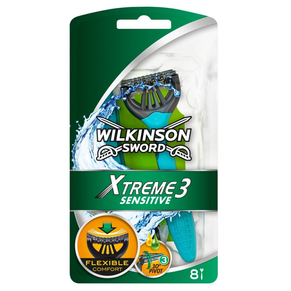 WILKINSON SWORD XTREME 3 COMFORT PLUS SENSITIVE DISPOSABLE RAZORS - 8 PACK