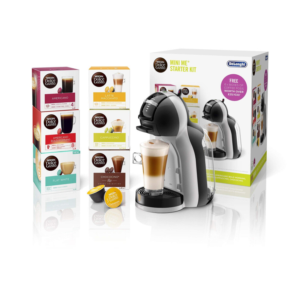 De'Longhi Nescafé Dolce Gusto Mini Me, Single Serve Capsule Coffee Machine Starter Kit, BG, Black & Grey Starter Kit Black/Grey