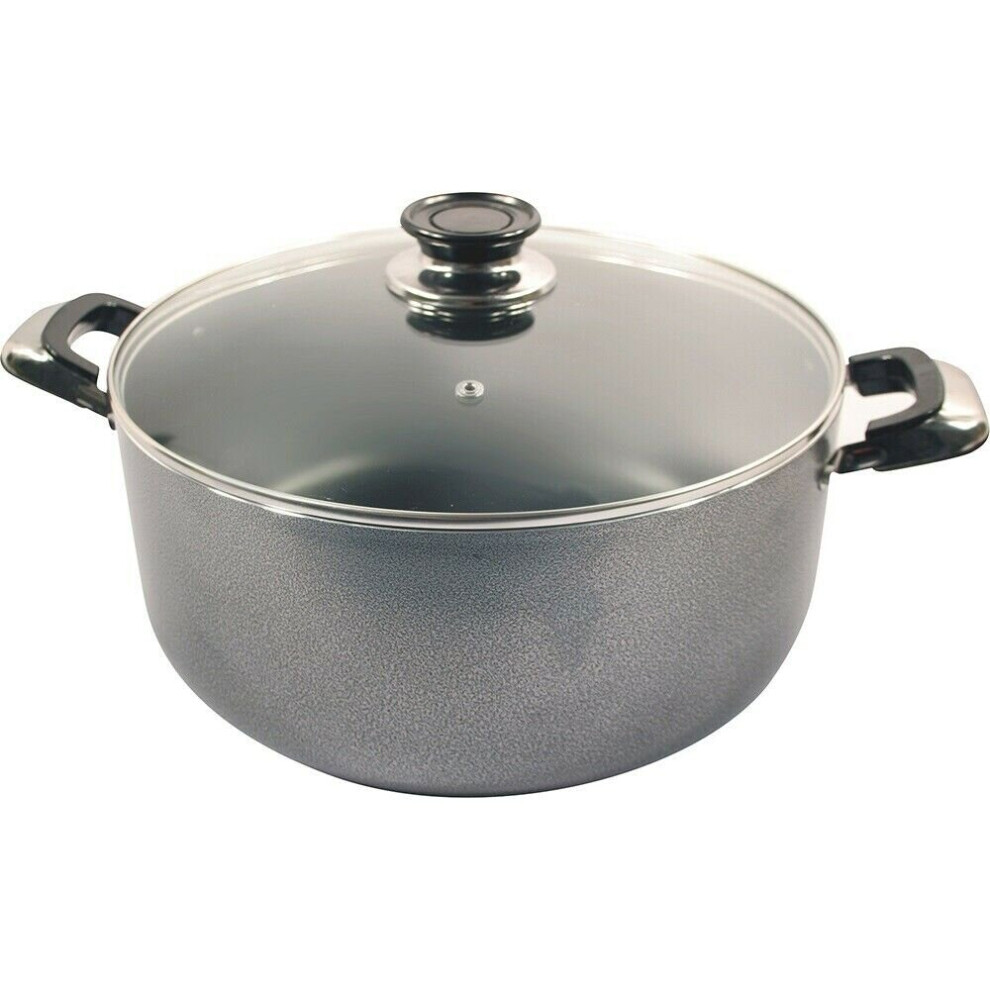 NEW 20CM NON STICK SAUCEPAN WITH GLASS LID COOK KITCHEN DOUBLE HANDLE