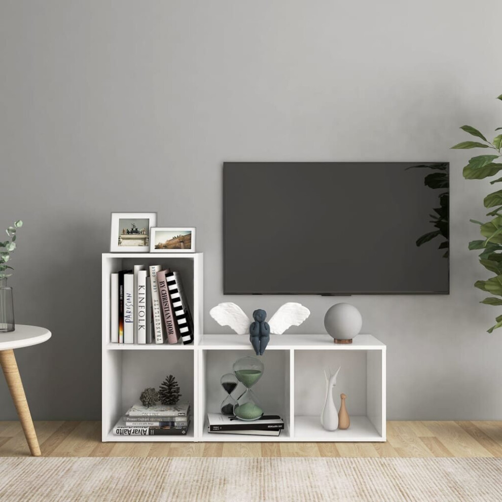 Vidaxl 2X Tv Cabinets White Chipboard Sideboard Tv Unit Furniture Living Room