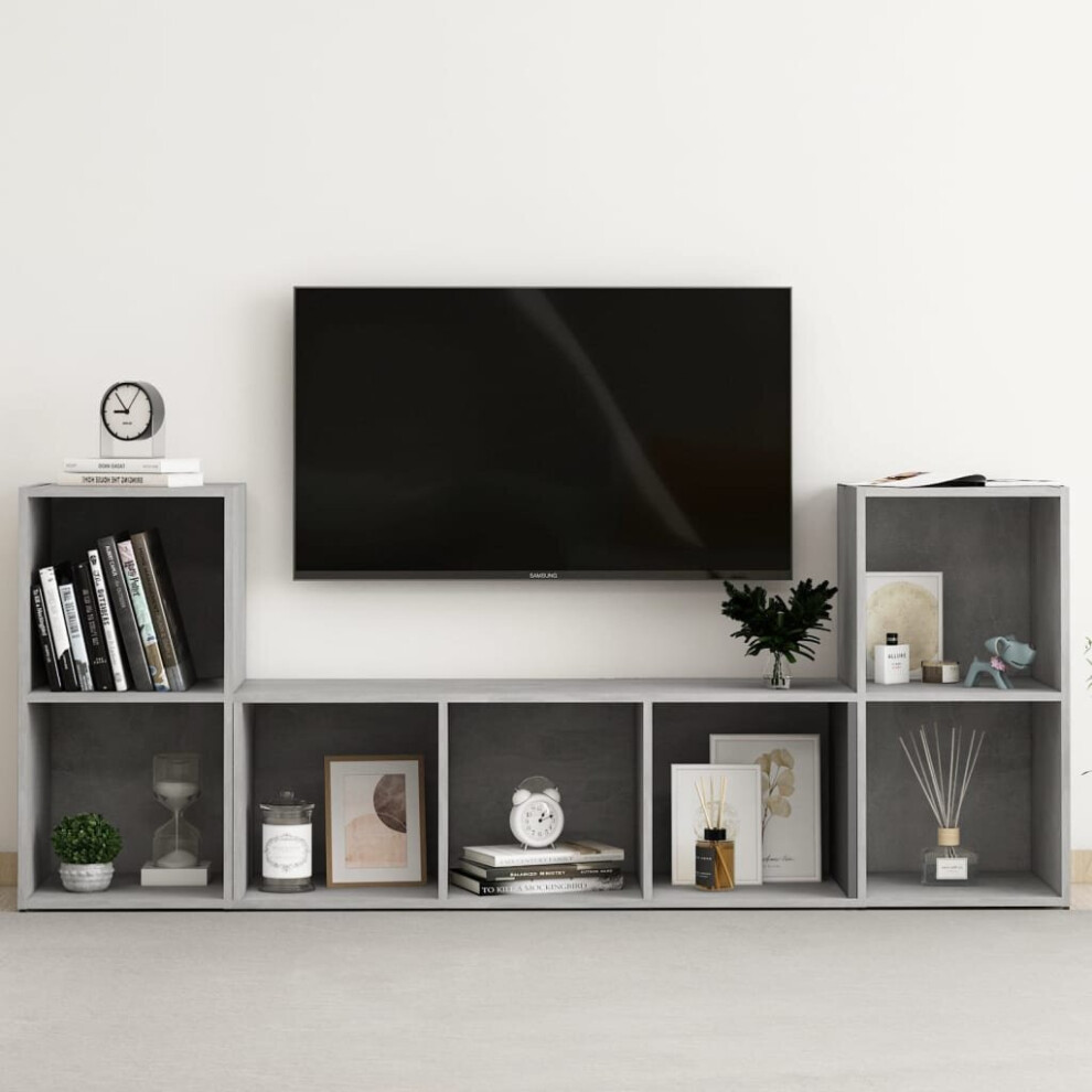 Vidaxl Tv Cabinet Set 3 Piece Concrete Grey Chipboard Home Furniture Tv Stand