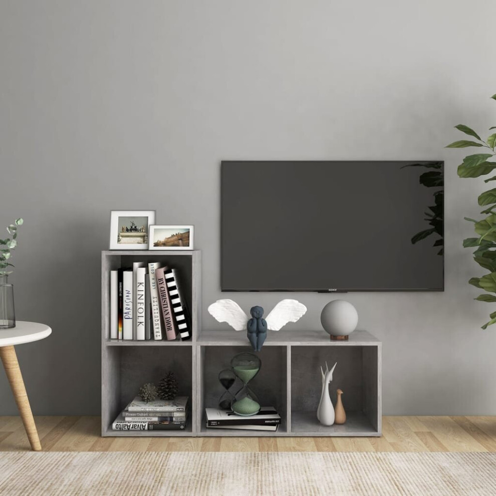 Vidaxl 2X Tv Cabinets Concrete Engineered Wood Sideboard Stereo Cabinet Grey