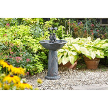 Smart Solar Powered Frog Frolics Cascade Water Feature Garden Fountain - Bronze