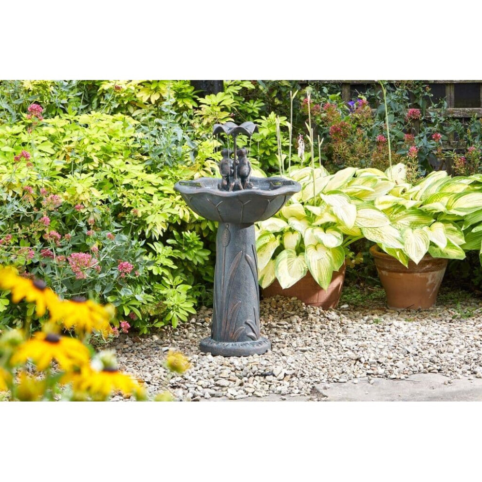 Smart Solar Powered Frog Frolics Cascade Water Feature Garden Fountain - Bronze