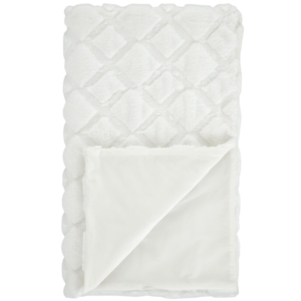 Catherine Lansfield Cosy Diamond Throw 130Cm X 170Cm White