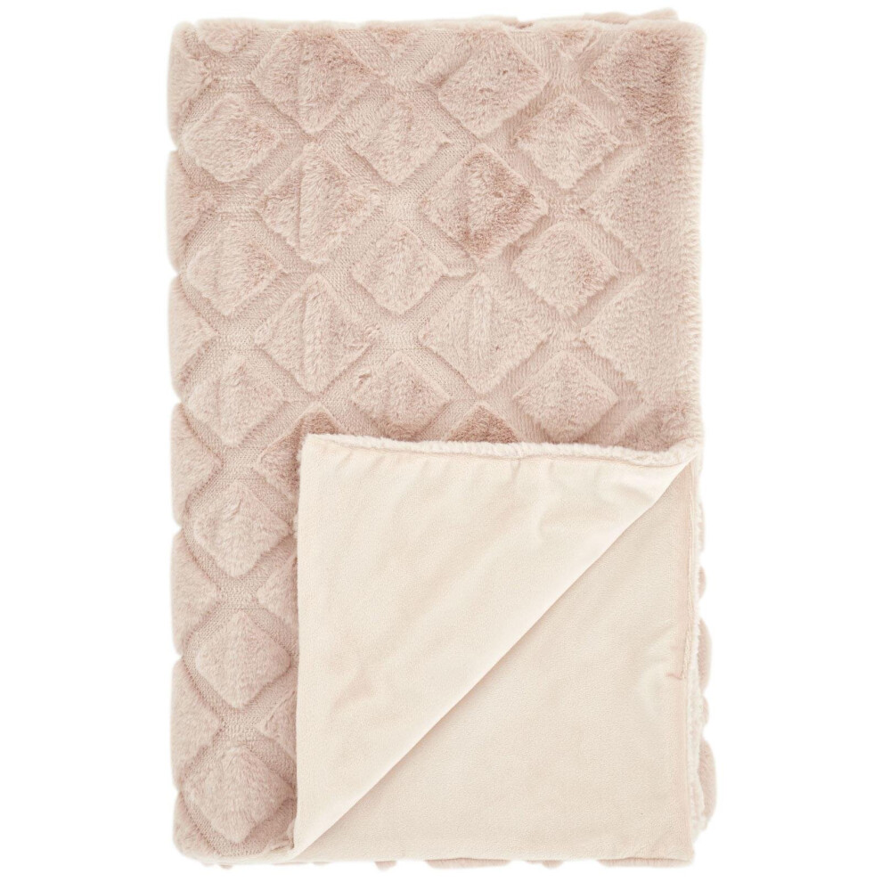 Catherine Lansfield Cosy Diamond Throw 130Cm X 170Cm Blush