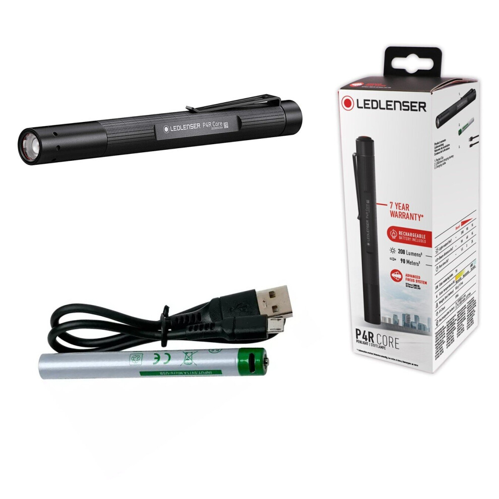 LED Lenser P4R CORE torch - rechargeable flashlight P series - 200 lumens