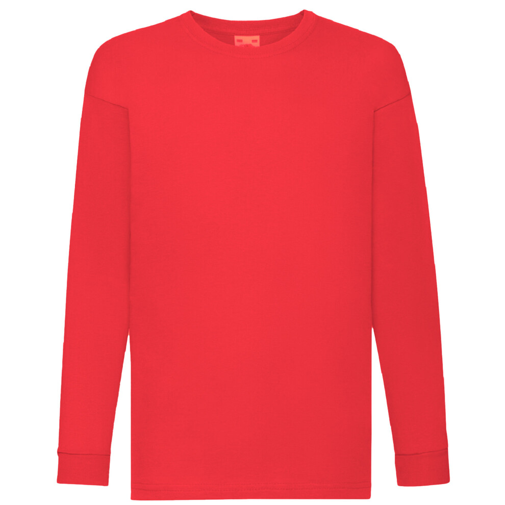 Fruit Of The Loom (12-13, Red) Childrens/Kids Long Sleeve T-Shirt (Pack Of 2)