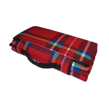 Aurahome Red Plaid Roll Up Picnic Blanket