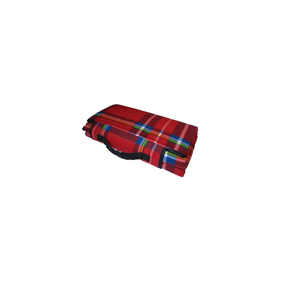 Aurahome Plaid Roll Up Picnic Blanket Red