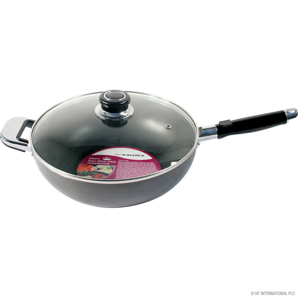 26CM NON STICK ALUMINIUM WOK SET SAUCEPAN FRYING PAN CHINESE COOKING