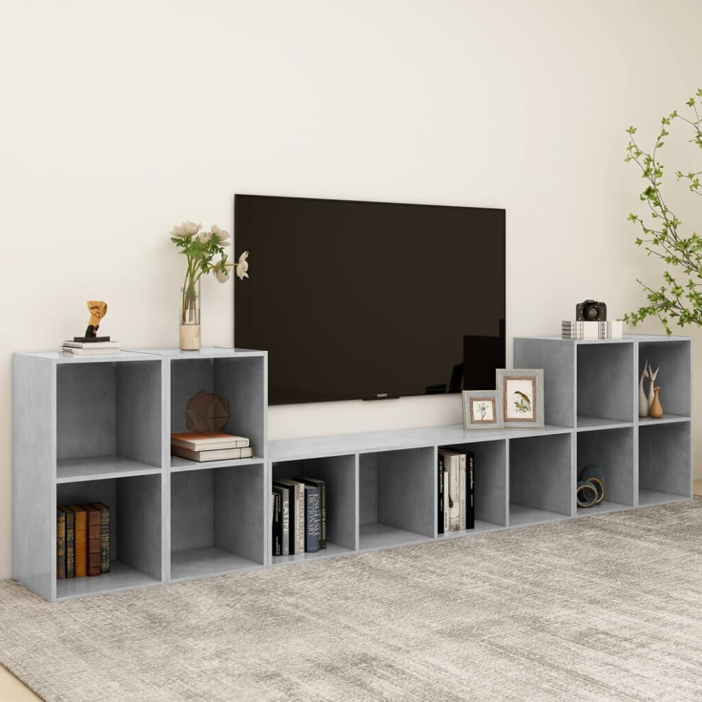 vidaXL TV Cabinet Set 5 Piece Concrete Grey Chipboard Home TV Stand Cabinet