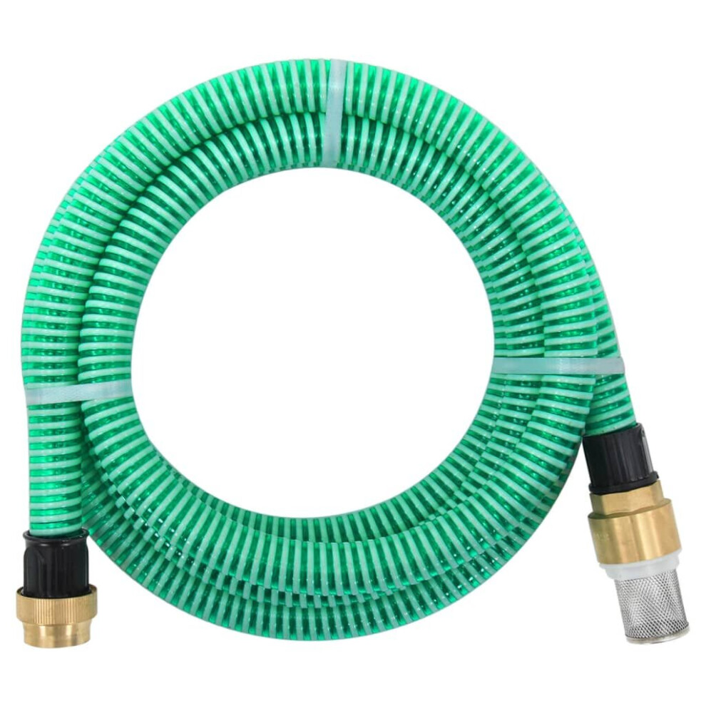 vidaXL Suction Hose Garden Hose Pipe with Brass Connectors Green 1.1" 5 m PVC