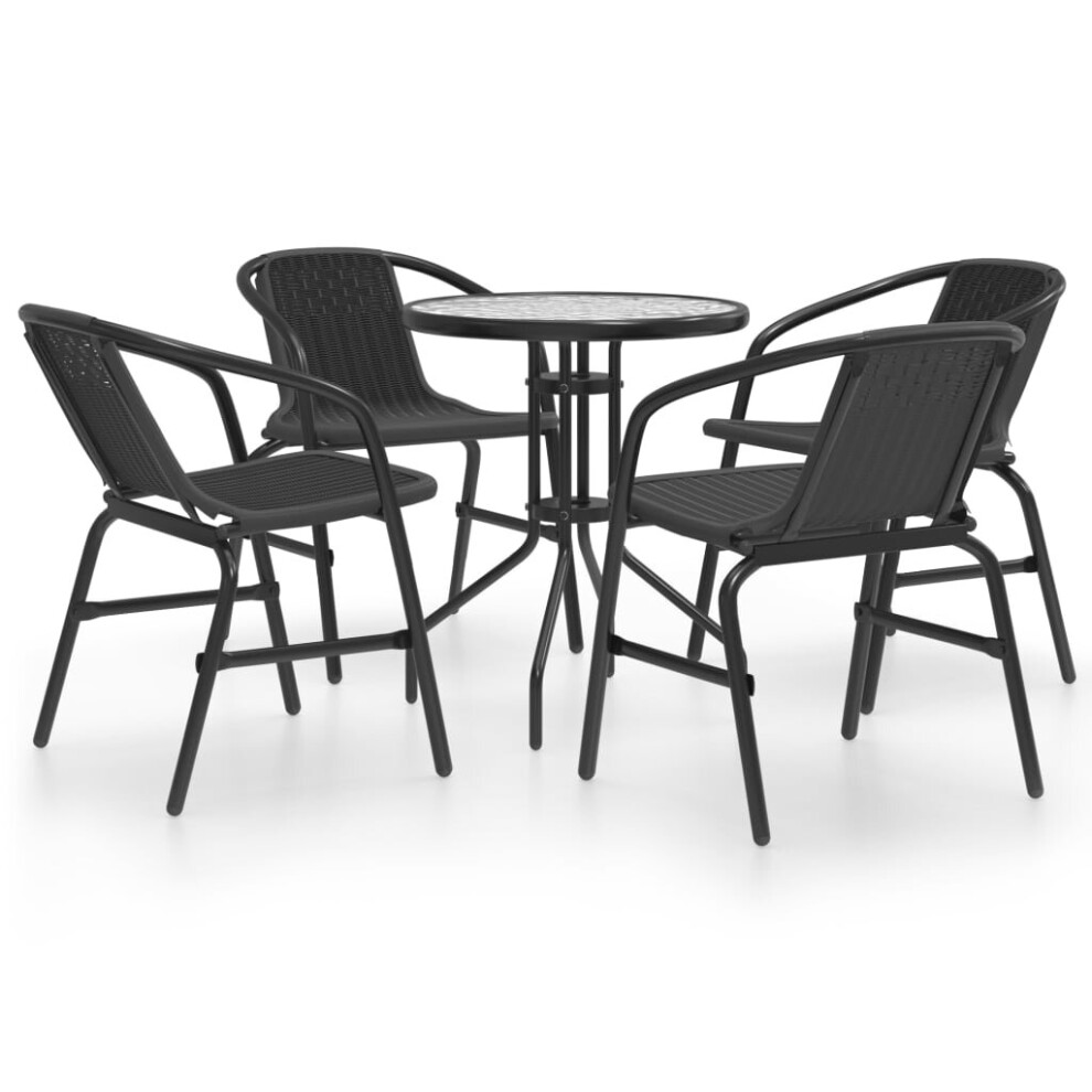 vidaXL Garden Dining Set 5 Piece Black Outdoor Table and Chair Patio Furniture