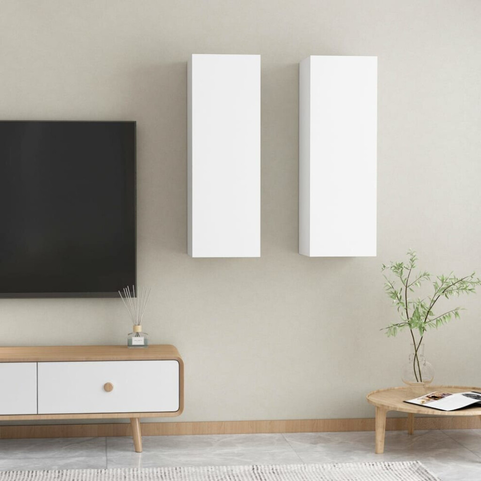 vidaXL 2x TV Cabinets White Engineered Wood Wall Mounted Cabinet Stand Indoor