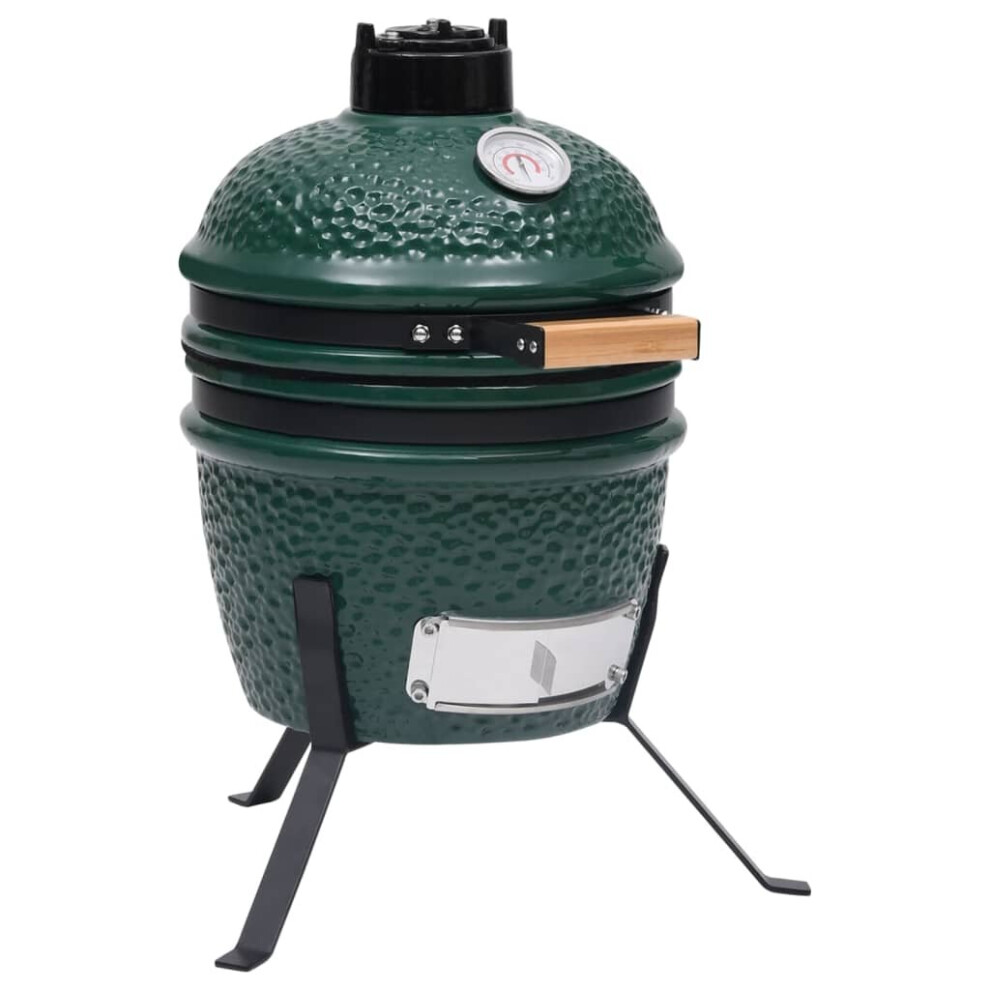 vidaXL 2-in-1 Kamado Barbecue Grill Smoker Ceramic Green Camping BBQ Grill