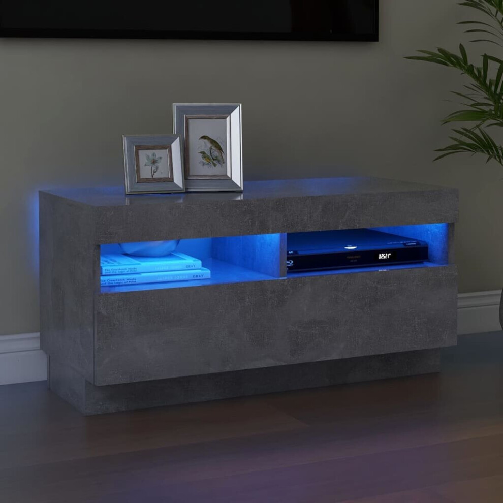 vidaXL TV Cabinet with LED Lights Concrete Grey TV Stand Unit Hifi Cabinet