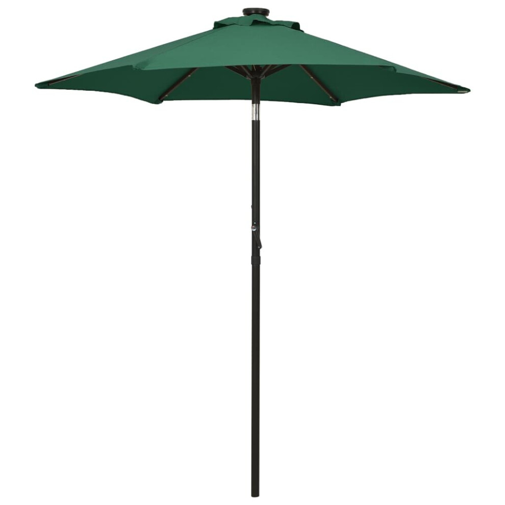 vidaXL Parasol with LED Lights Green 200x211 cm Aluminium Outdoor Umbrella