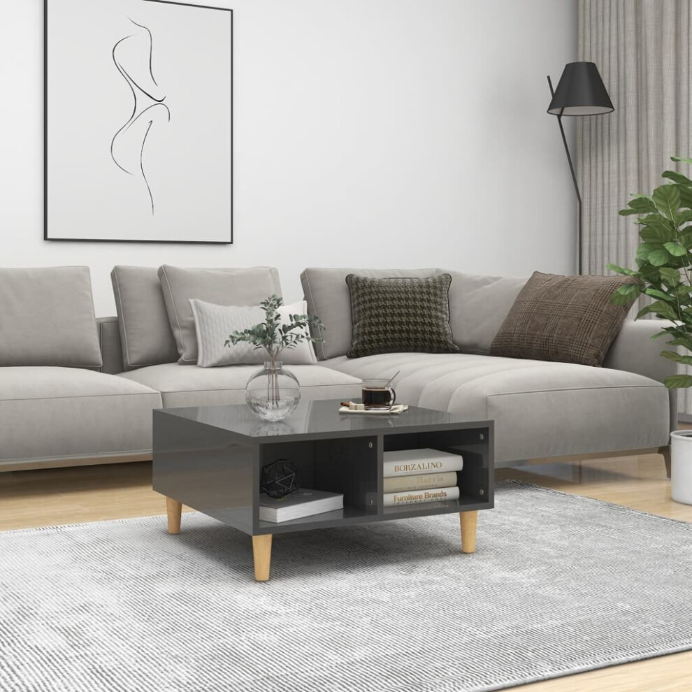 vidaXL Coffee Table High Gloss Grey Chipboard Indoor Living Room Furniture