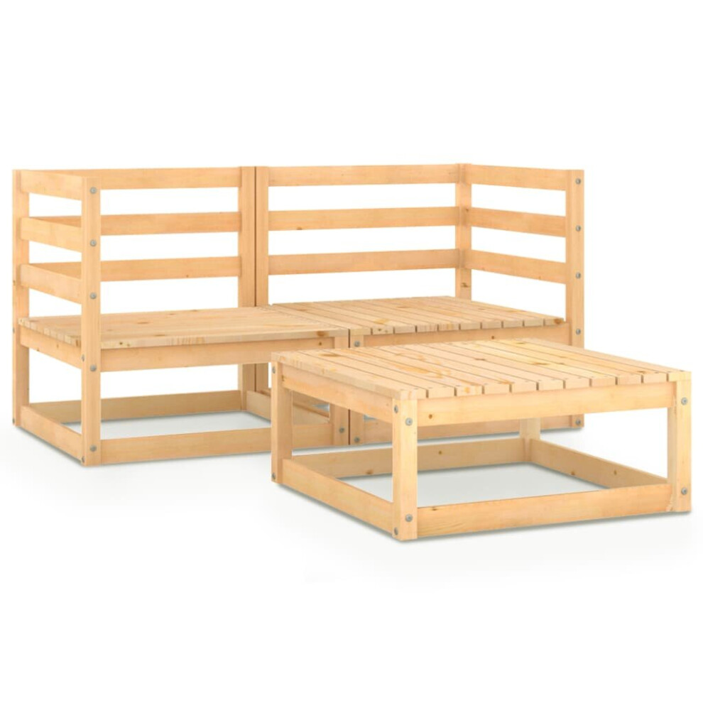 vidaXL Garden Lounge Set Outdoor Furniture Set Wooden 3 Piece Solid Wood Pine