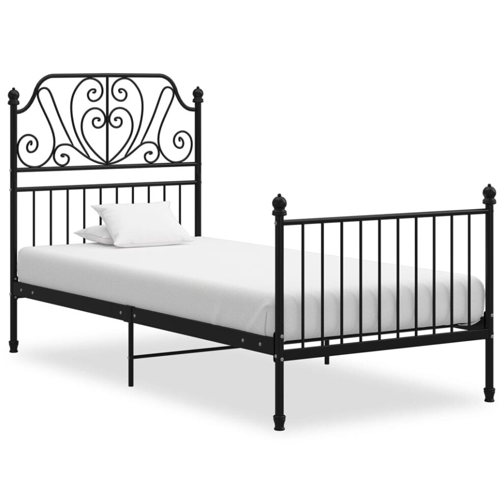Vidaxl Bed Frame Black Metal Home 90X200 Cm Bedroom Furniture Unit Bedstead